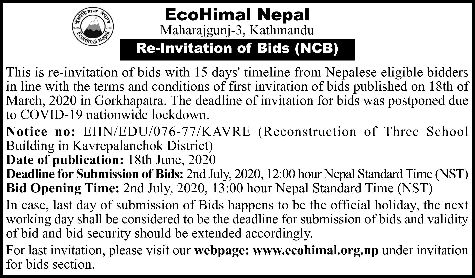 Re-Invitation of Bids